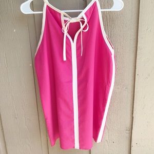 Pink and White Spaghetti Strap Fashion Top